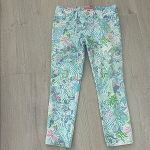 Lilly Pulitzer Blue Floral Ankle Jeans